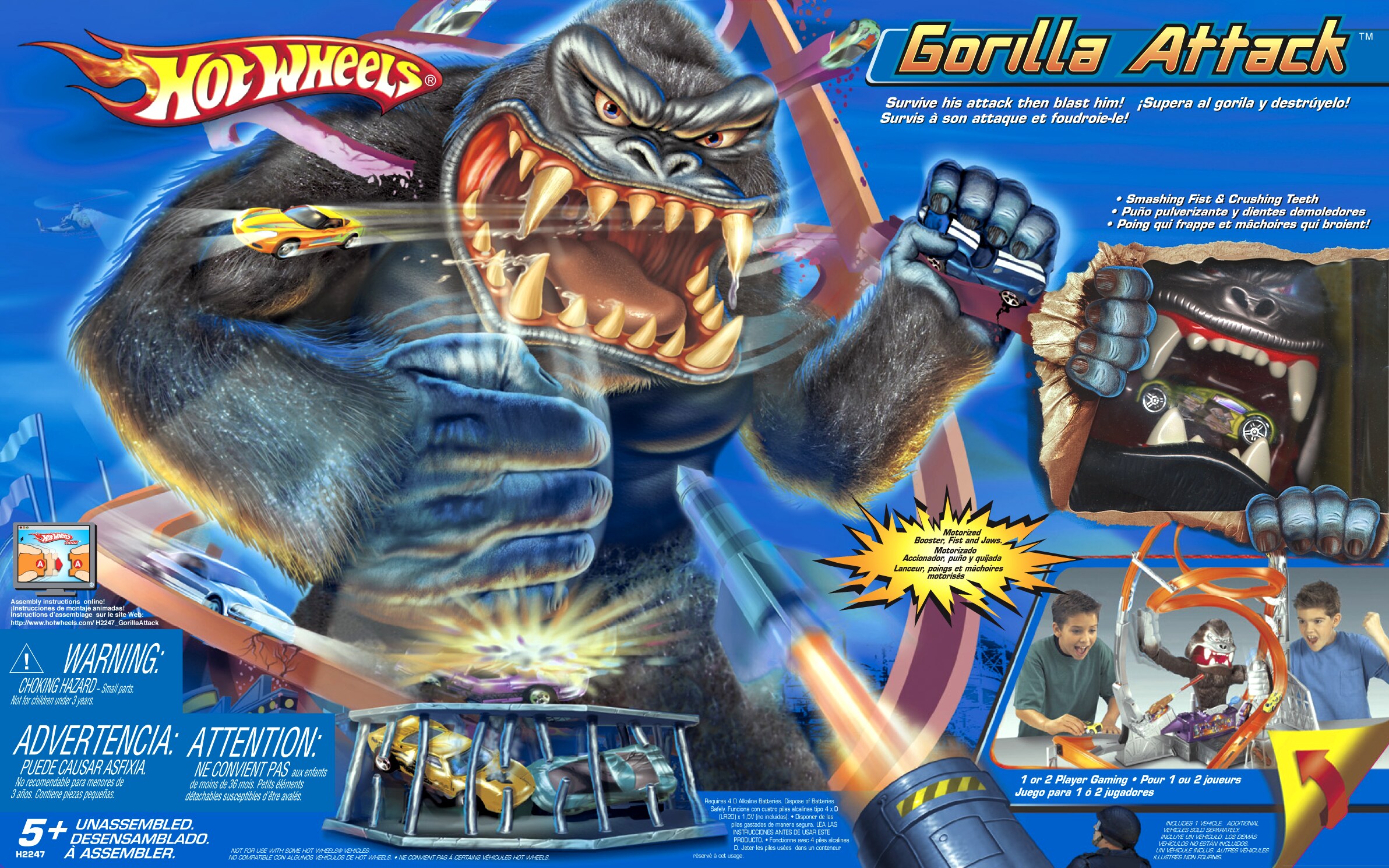 Hot Wheels Gorilla Attack playset packaging panel