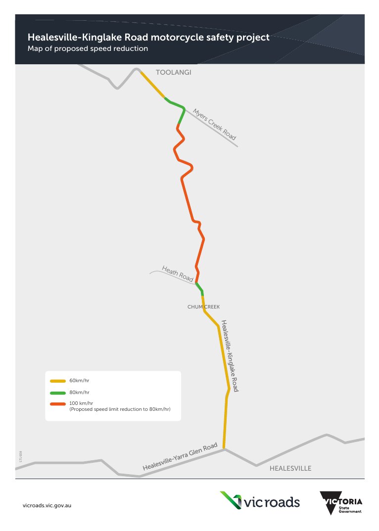 VicRoads Healesville-Kinglake motorcycle safety map